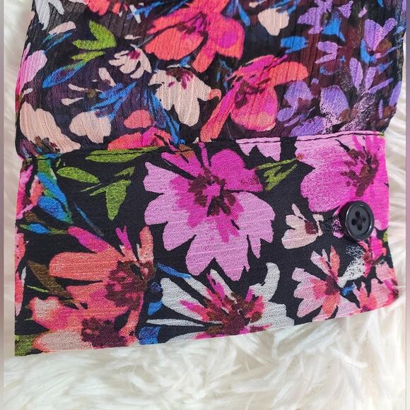 Kut From the Kloth Jasmine Floral Semi-sheer Chiffon Button-down Blouse S NWT - Picture 7 of 10